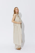 Oatmeal Linen Trench Vest