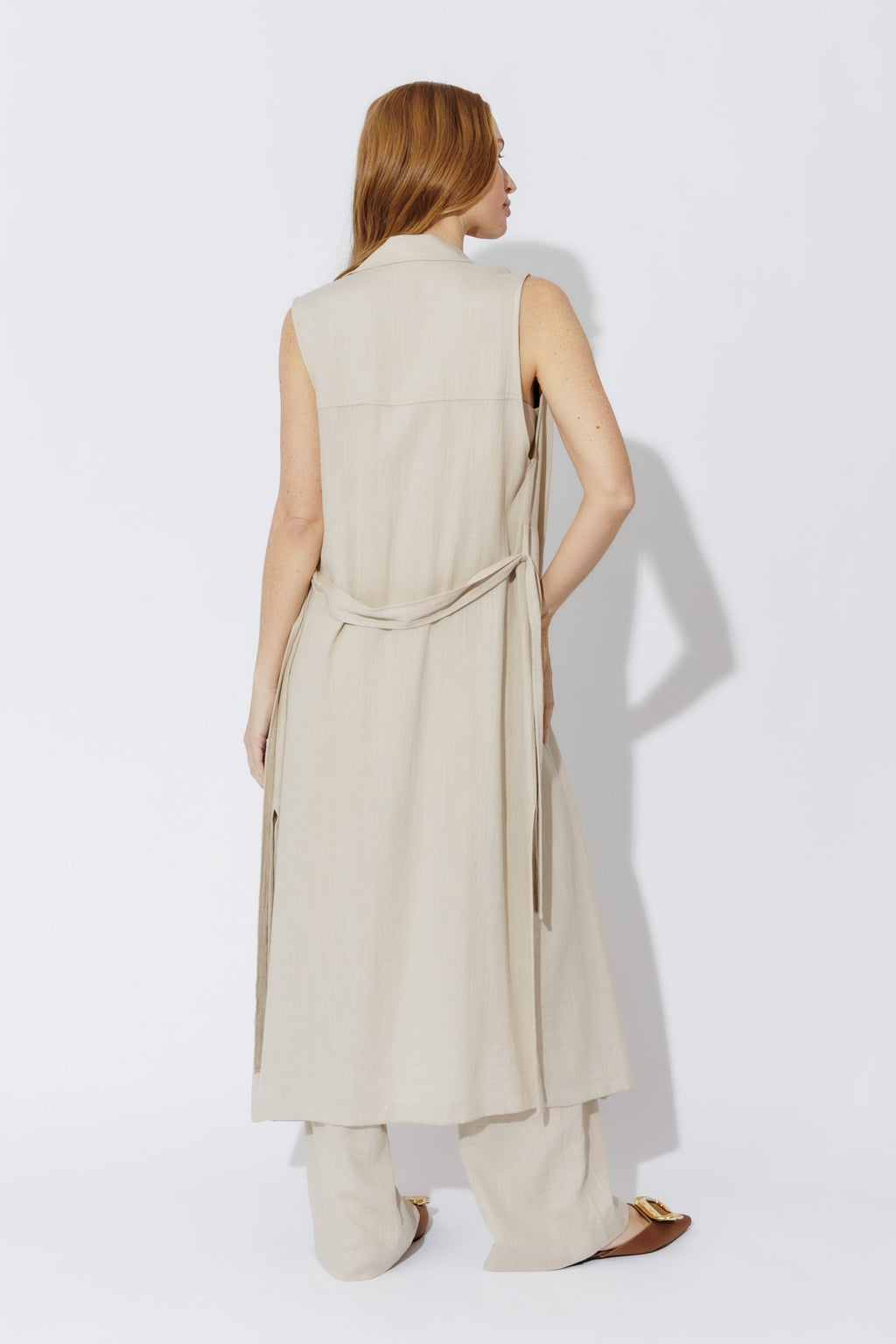 Oatmeal Linen Trench Vest