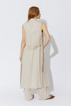 Oatmeal Linen Trench Vest