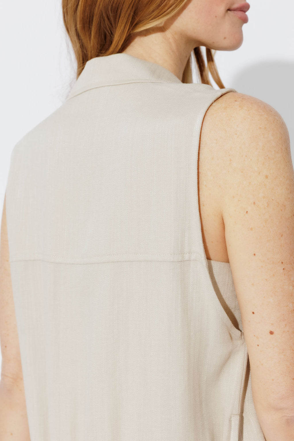 Oatmeal Linen Trench Vest