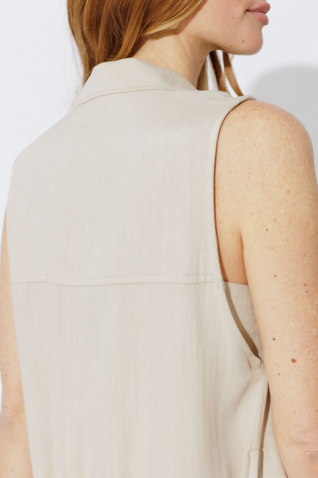 Oatmeal Linen Trench Vest