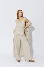 Oatmeal Linen Cargo Pant