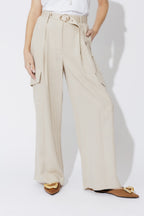 Oatmeal Linen Cargo Pant