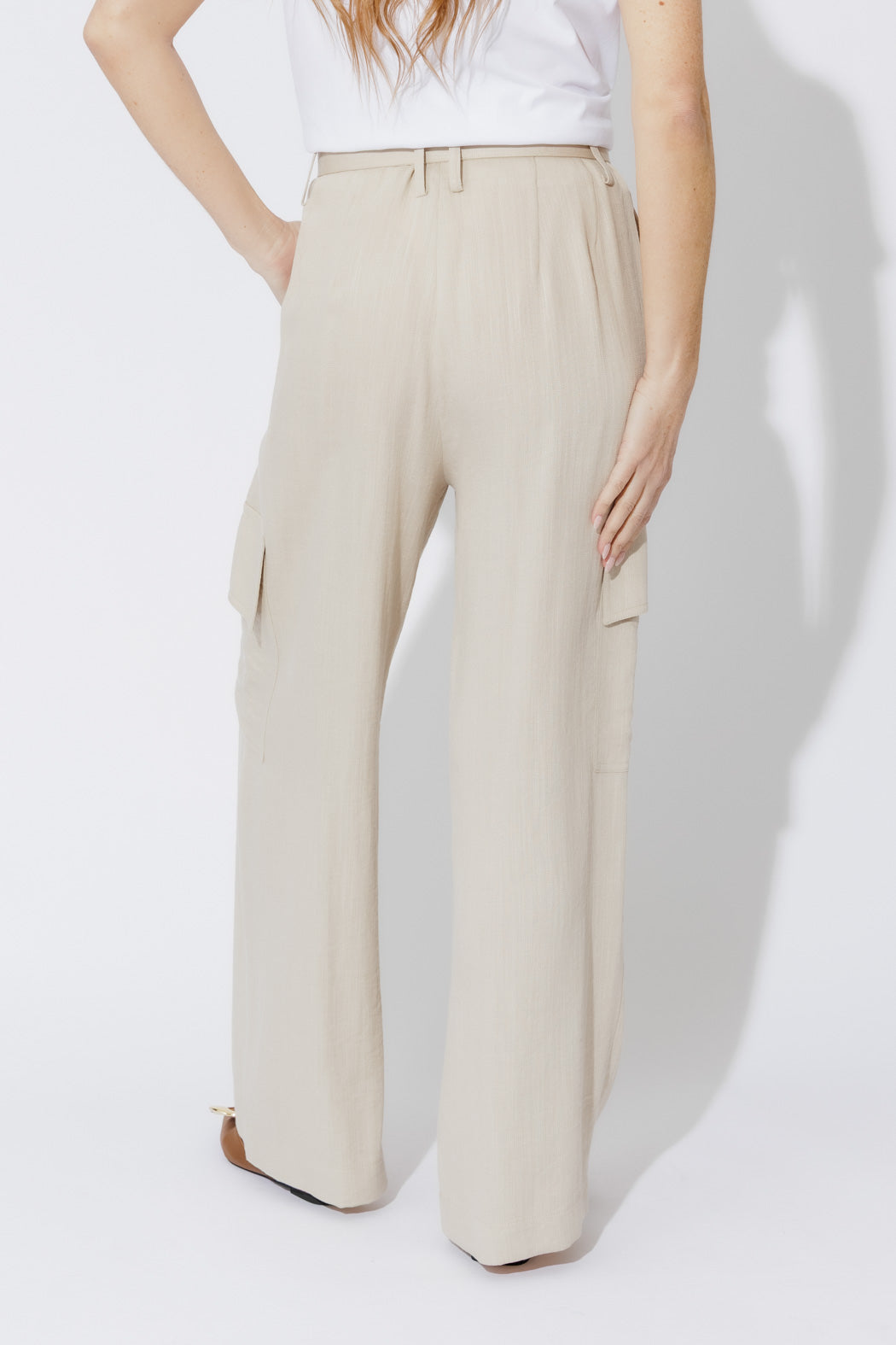 Oatmeal Linen Cargo Pant