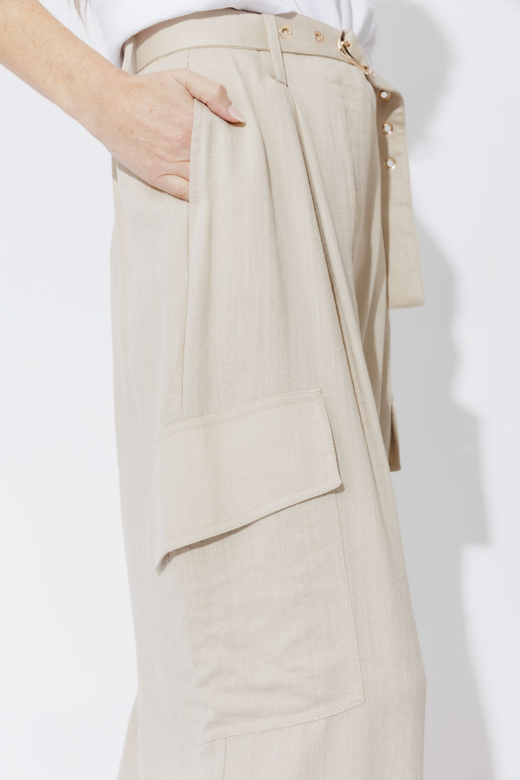 Oatmeal Linen Cargo Pant