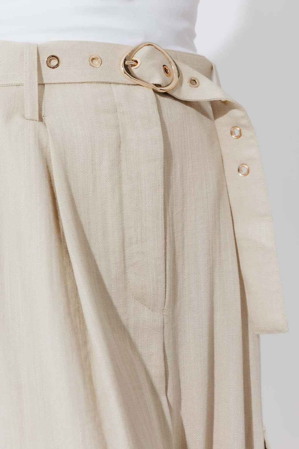 Oatmeal Linen Cargo Pant
