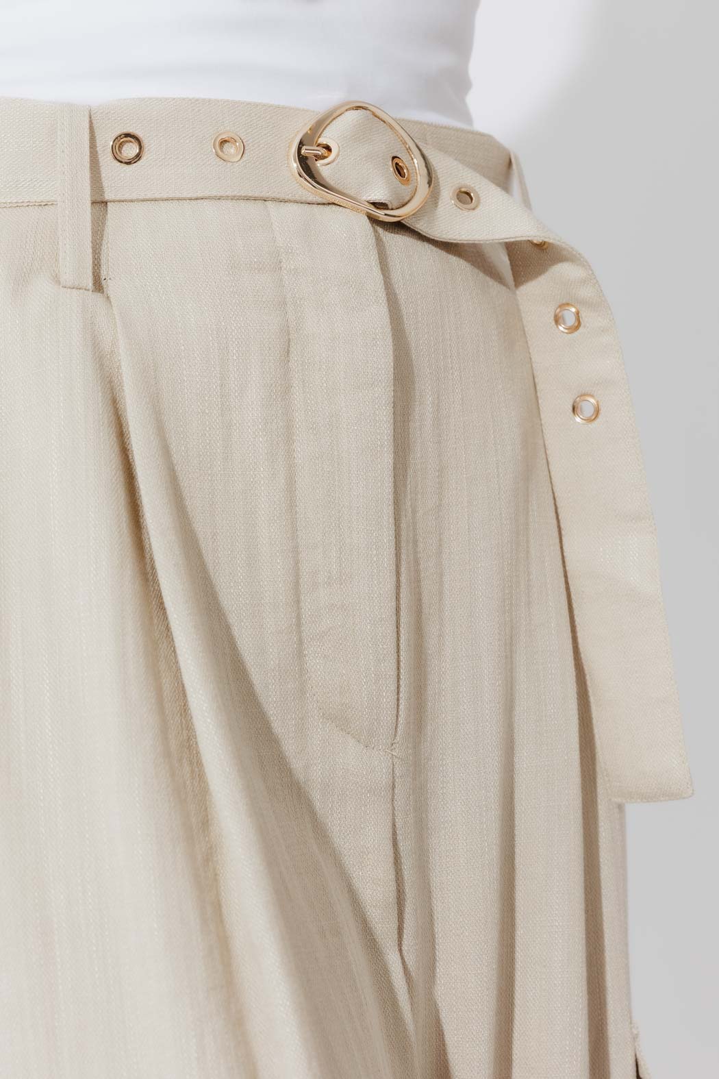 Oatmeal Linen Cargo Pant