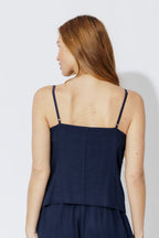 Navy Linen Bustier Cami