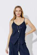 Navy Linen Bustier Cami