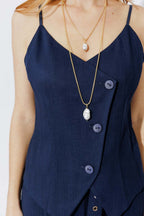 Navy Linen Bustier Cami