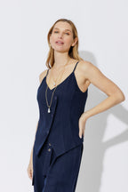 Navy Linen Bustier Cami