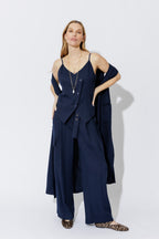 Navy Linen Bustier Cami