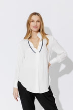 White Piped Collar Blogger Shirt