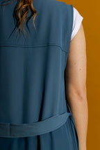 Slate Euro Longline Belted Vest