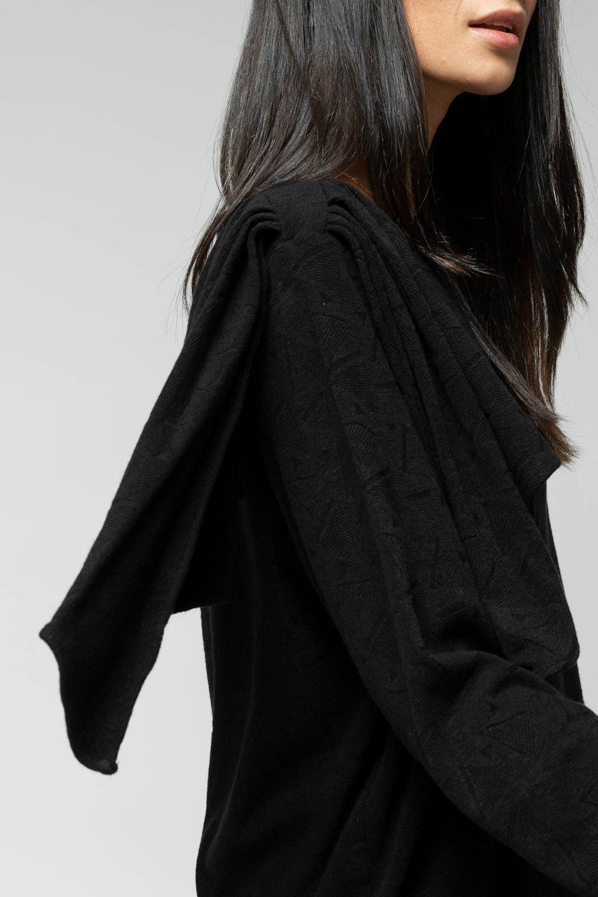 Black Shoulder Frill Top