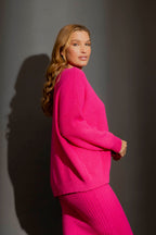 Pink Slouch V Neck Jumper Pink S/M