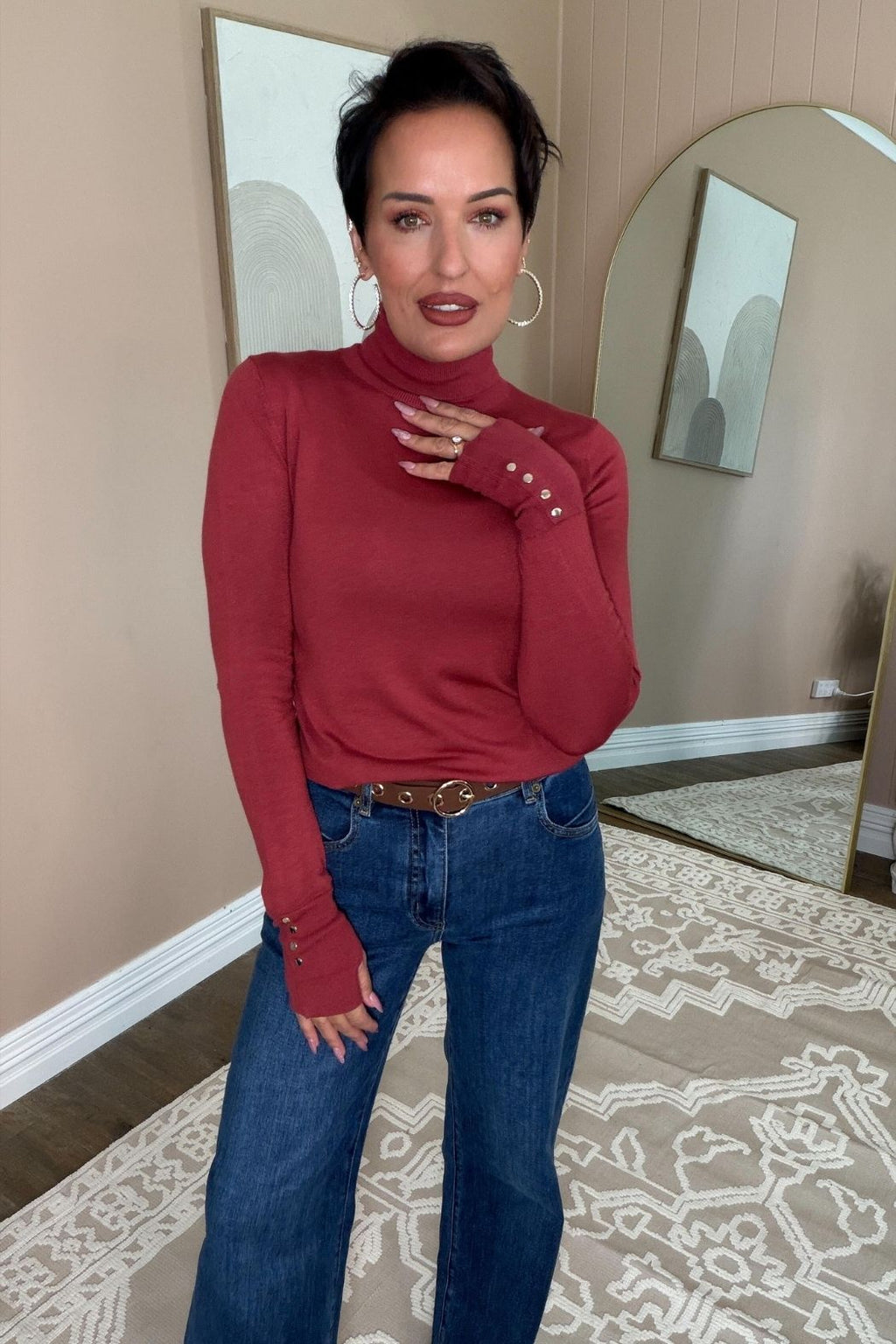 Sienna Fine Knit Roll Neck Top