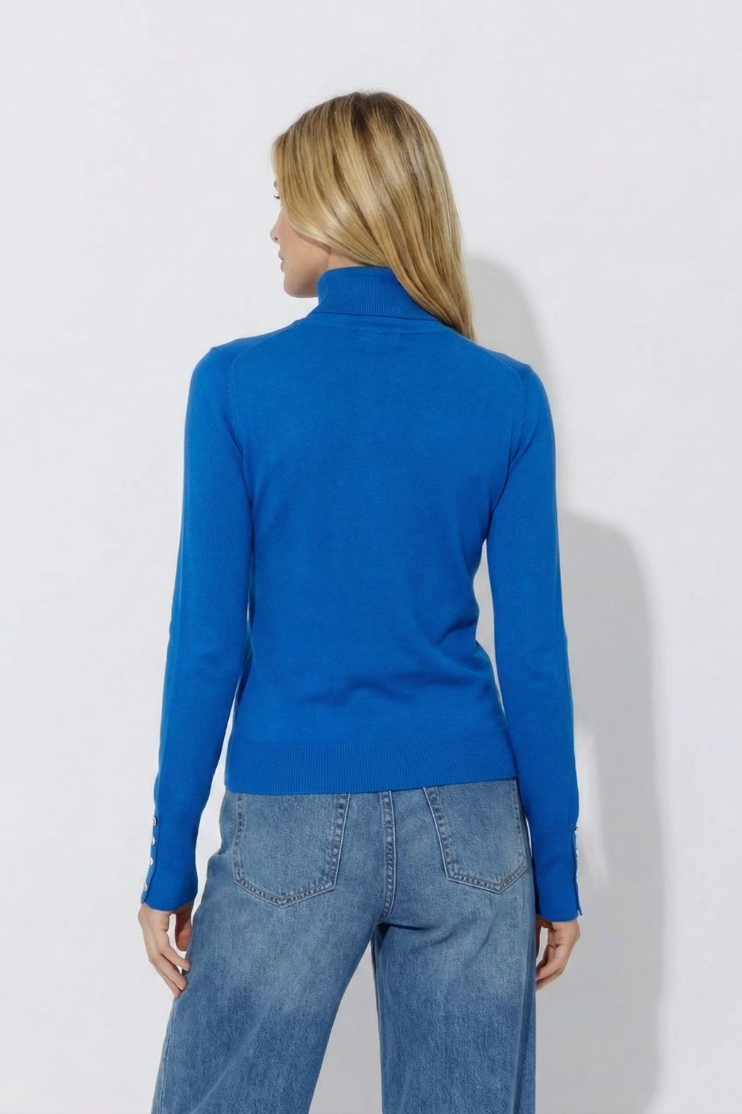 Cobalt Fine Knit Roll Neck Top
