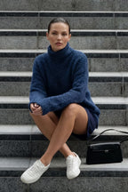 Navy Roll Neck Jumper