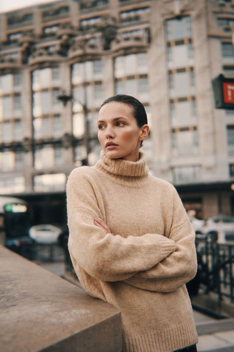 Caramel Roll Neck Jumper