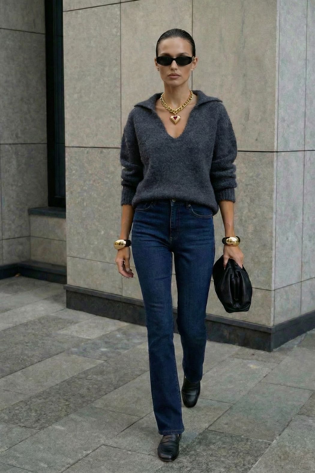 Charcoal Polo Knit Jumper