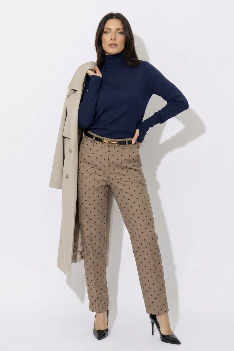 Navy Fine Knit Roll Neck Top