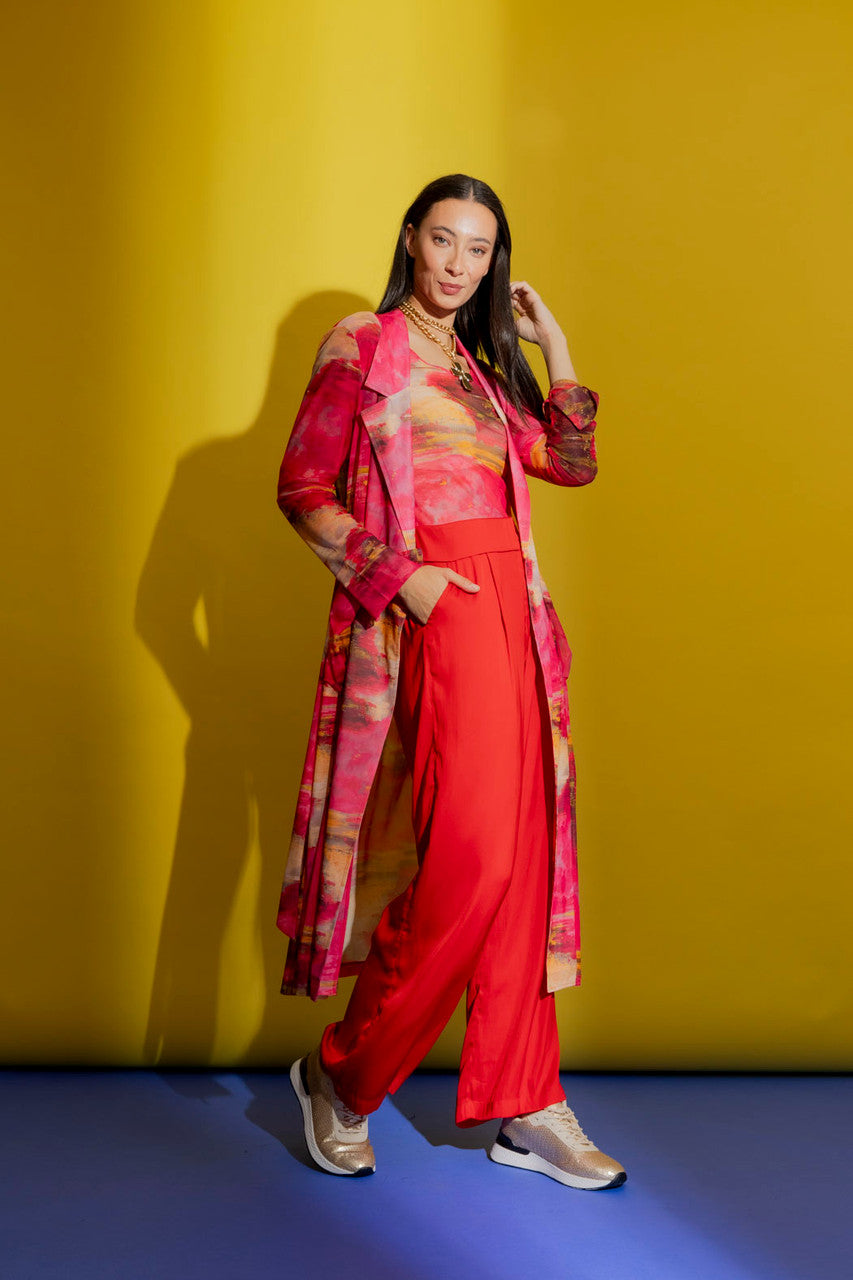 Pink Mesh Trench Coat