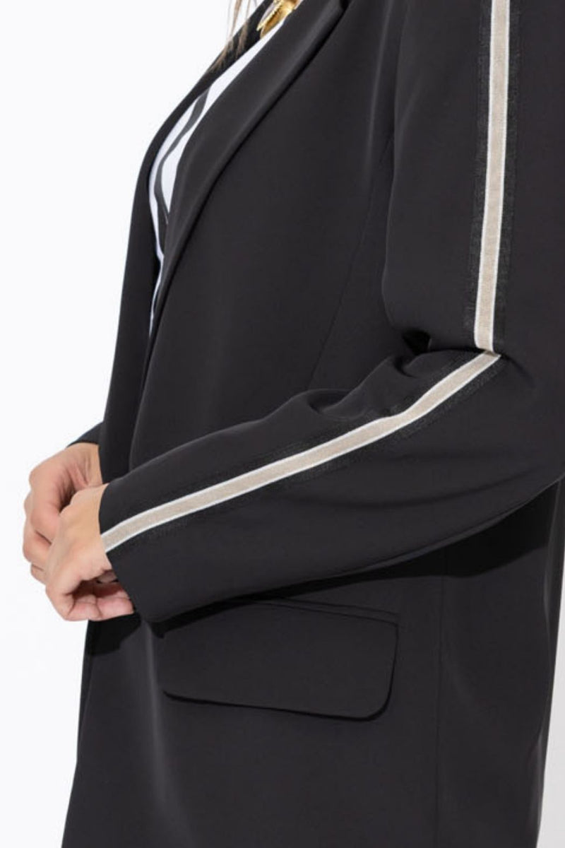 Black Euro Stripe Boyfriend Blazer
