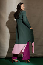 Forest / Pink Knit Cardi