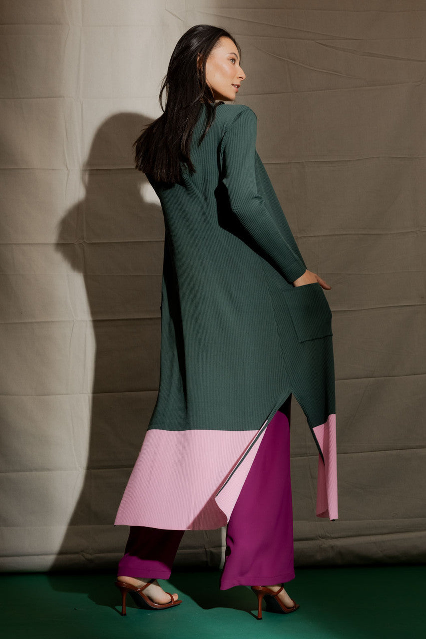 Forest / Pink Knit Cardi