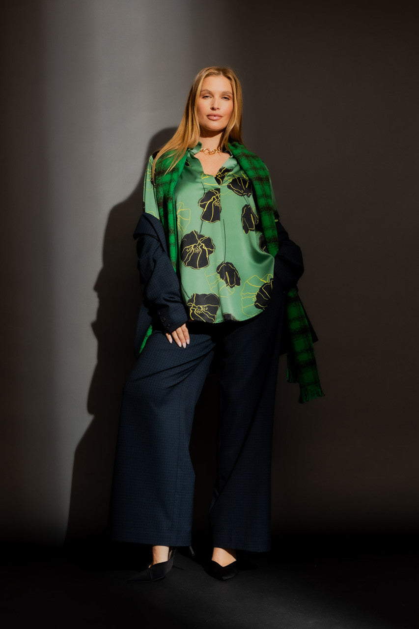 Green/Yellow Silky Blogger Shirt