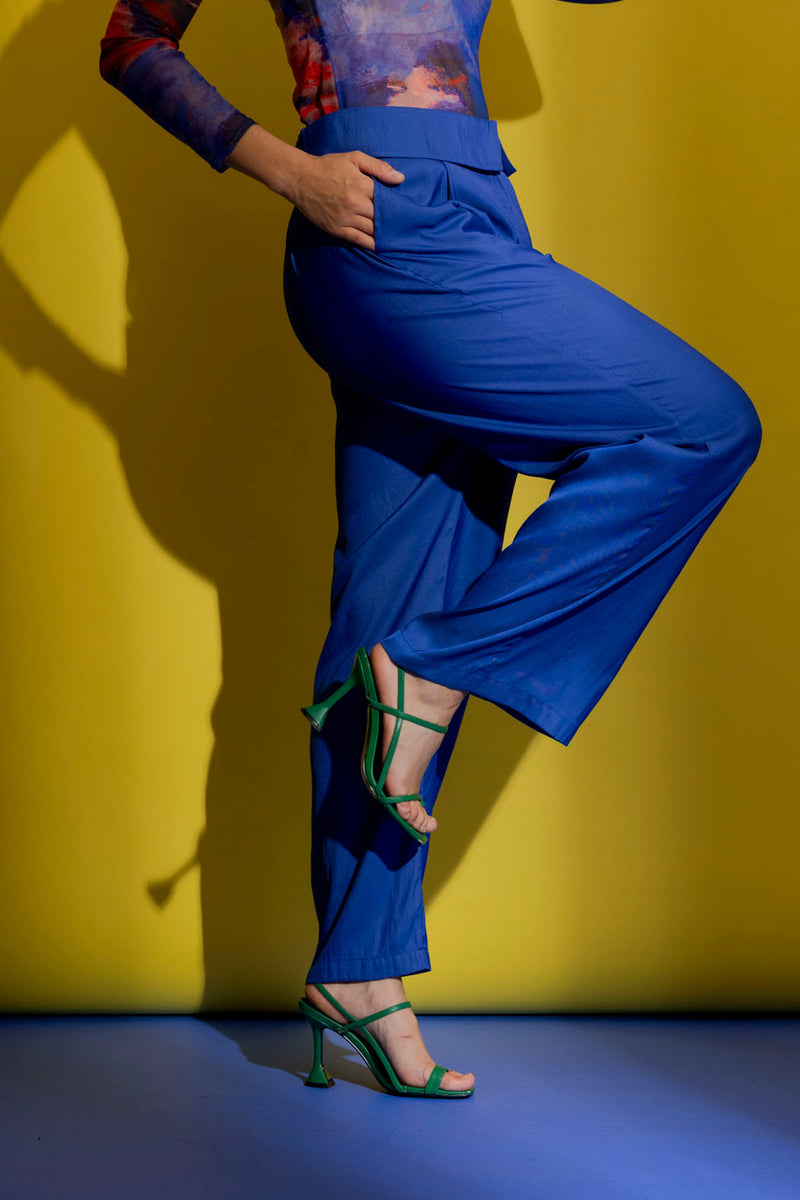 Cobalt Silky Paperbag Pant