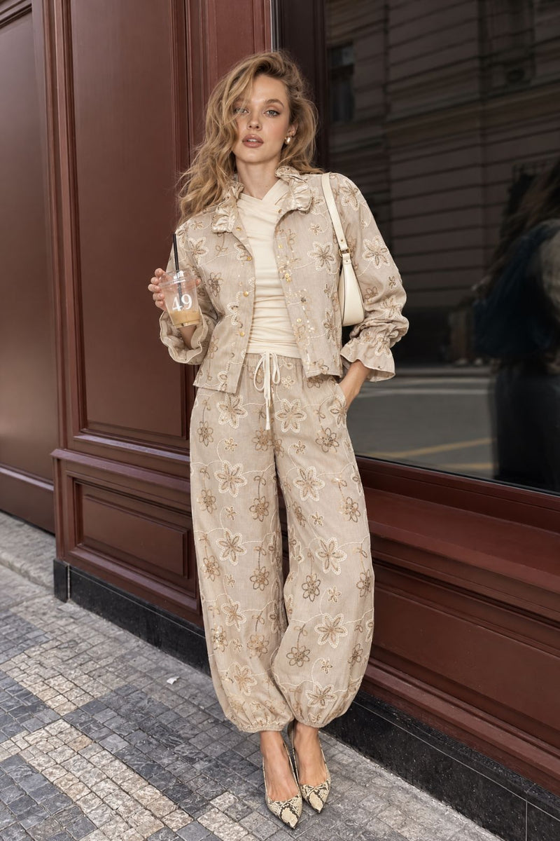 Sequin Embroidered Balloon Pant