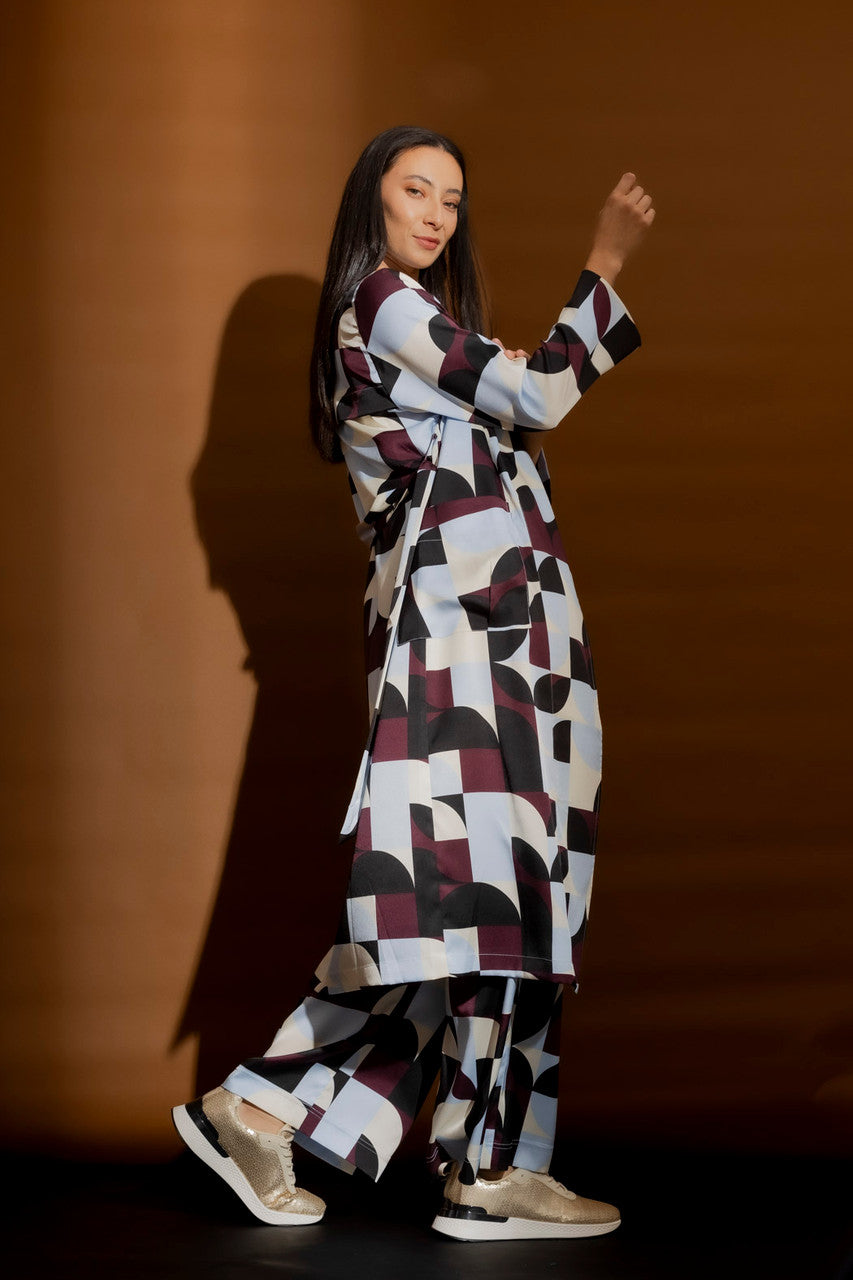 Blue/Merlot Retro Trench Coat