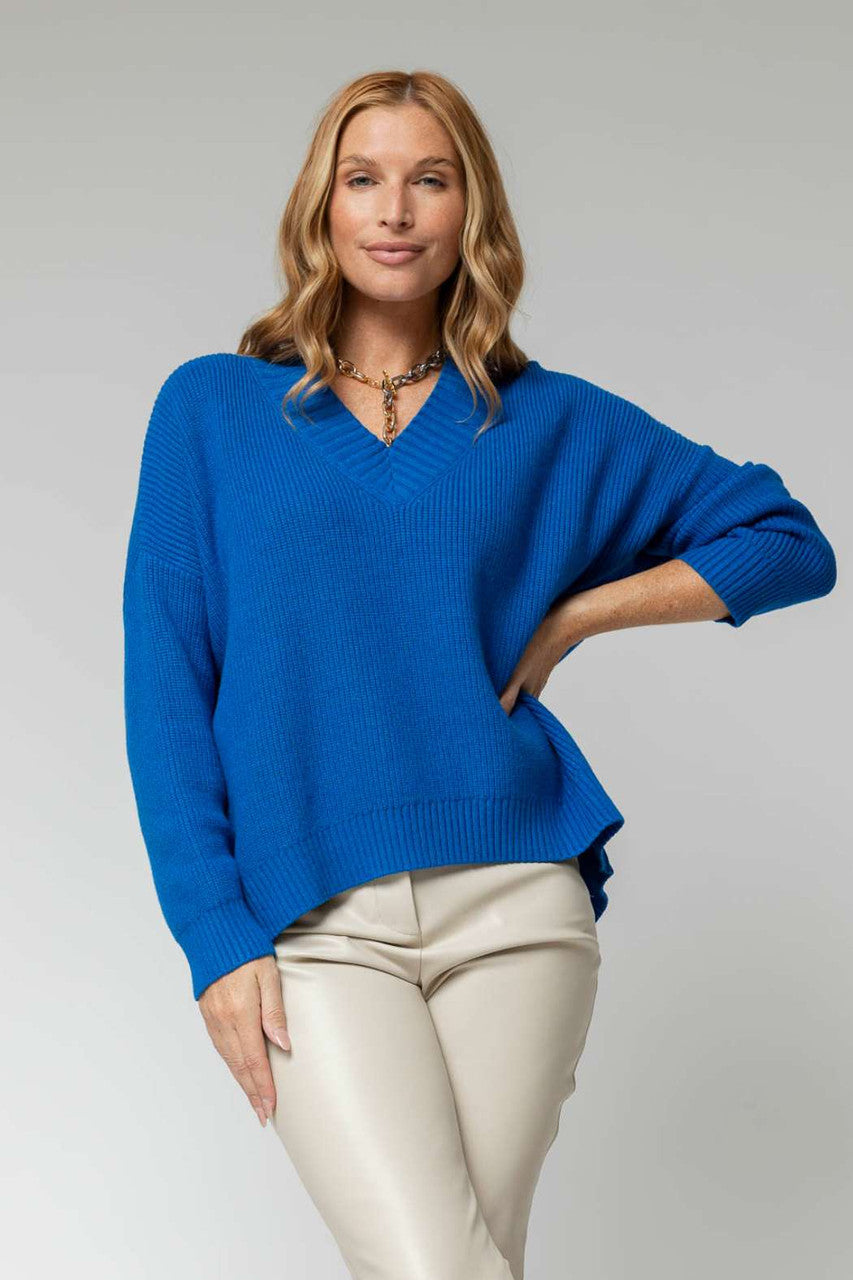Cobalt Slouch V Neck Jumper