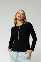 Black Long Sleeve Contour Top
