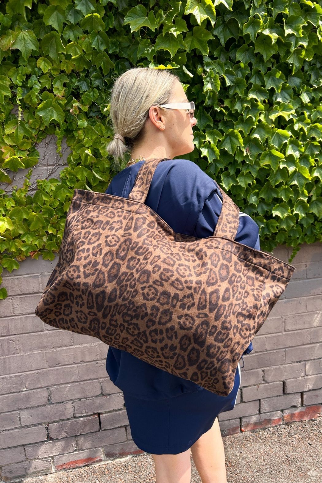 Leopard Vegan Suede Tote Bag