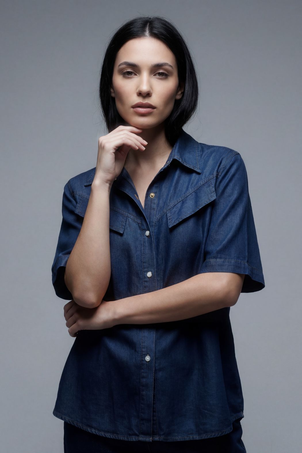 Dark Denim Tencel Pocket Shirt