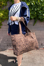 Leopard Vegan Suede Tote Bag