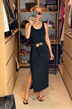 Black Contrast Tencel Harlow Dress