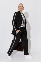 Black Euro Stripe Boyfriend Blazer