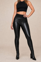 Black Faux Leather Tummy Shaper Miracle Pant