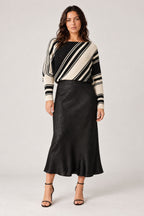 Black Embossed Bias Skirt