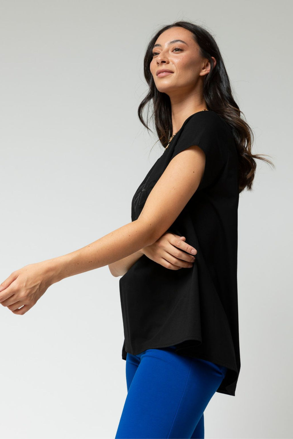 Black Motto Sequined T Shirt - Final Sale