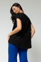 Black Motto Sequined T Shirt - Final Sale