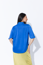 Cobalt Embossed Fluted Blogger Shirt