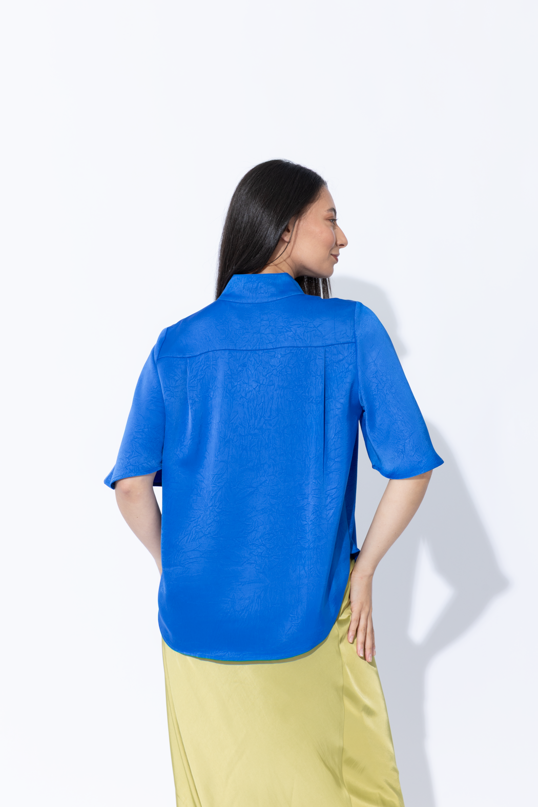 Cobalt Embossed Fluted Blogger Shirt
