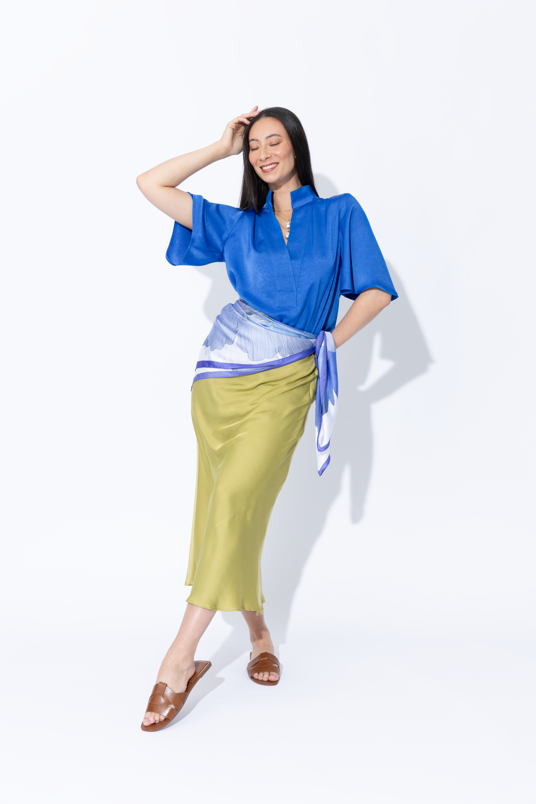 Cobalt Embossed Fluted Blogger Shirt