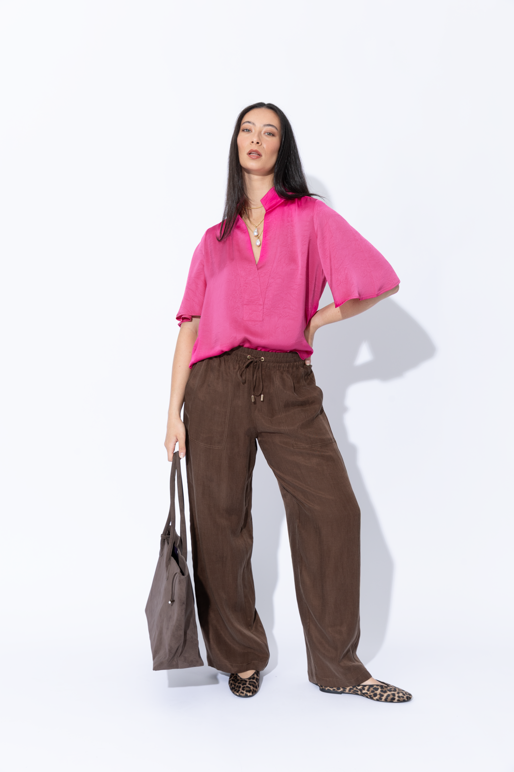 Pink Embossed Fluted Blogger Shirt