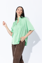 Green Embossed Fluted Blogger Shirt